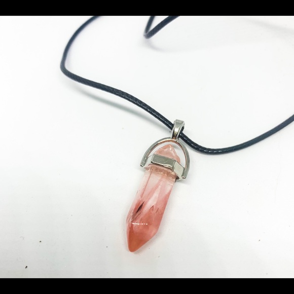 ‼️RELISTED‼️ Rose Quartz Crystal Silver Leather Necklace - Picture 8 of 14